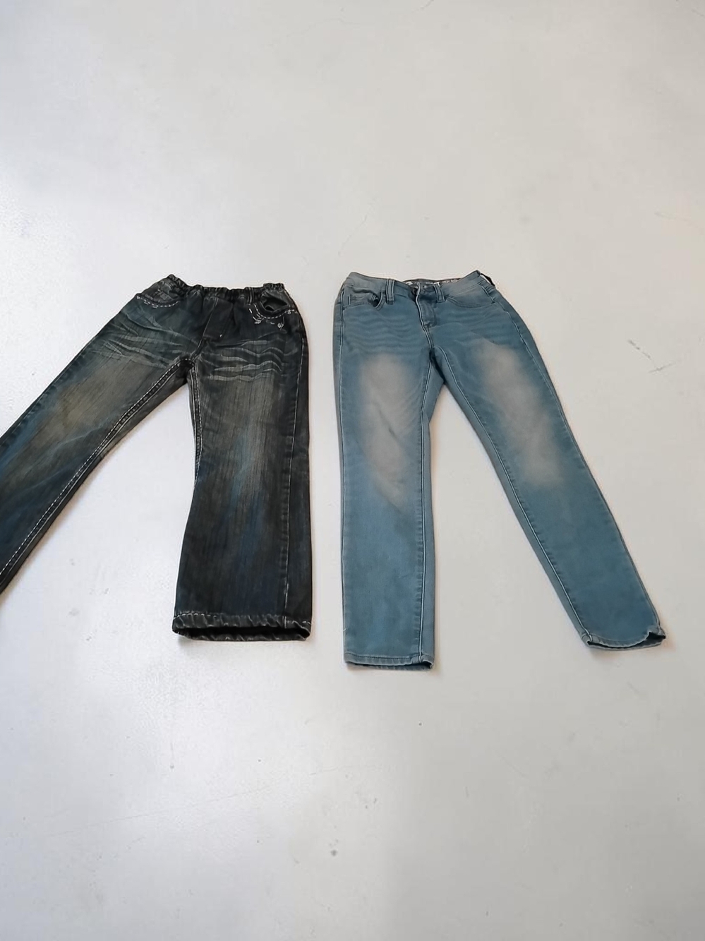 Two Pairs of Washed Denim Jeans - Light Blue & Dark Wash